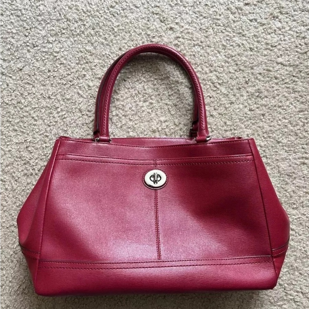 Coach Scarlett Carryall Satchel 36899E Park Saffiano Leather Pink Fucsia